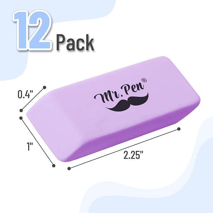 Mr. Pen- Pencil Eraser, 12 Pack, Art Sketching, Clean Smudge-Free Correction - Image 2