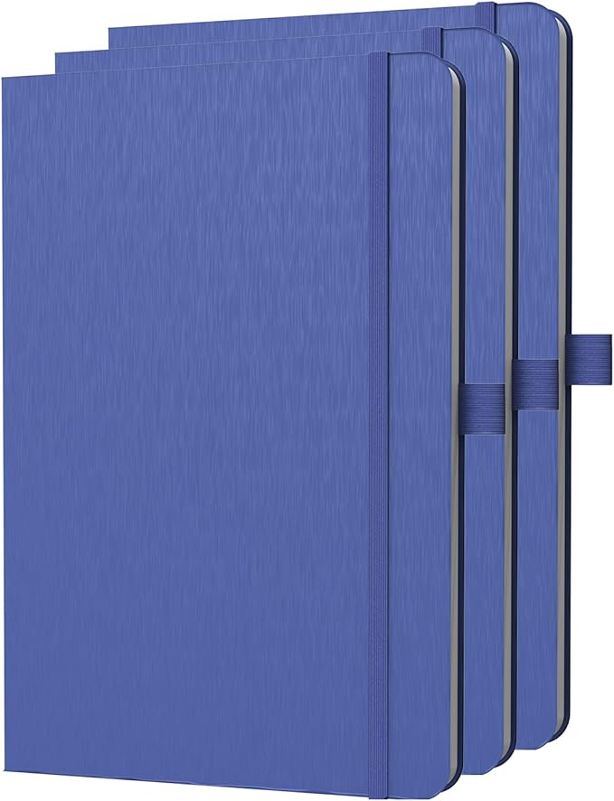 A5 Lined Journal Notebook, 7mm College Ruled Notepad, Journaling for Writing, Work, School, Travel and Note Taking, Hardcover 160 Pages (80 Sheets) 5.79 x 8.3 inches (3 Pack Blue)-DeskLoop Office