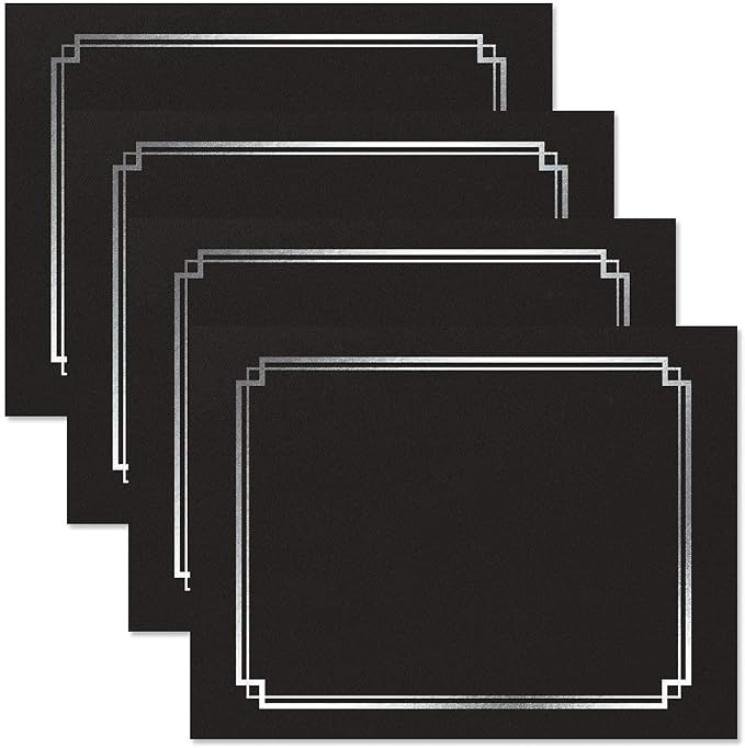 Classic Black & Silver Certificate Folders- Packs 25, Linen Cover 80 lb. Stock - Image 4