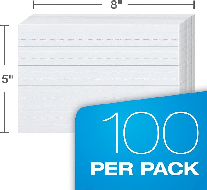 Oxford Primary Ruled Index Cards, 5 x 8 Inches, Lined on Front, Blank on Back - Image 3