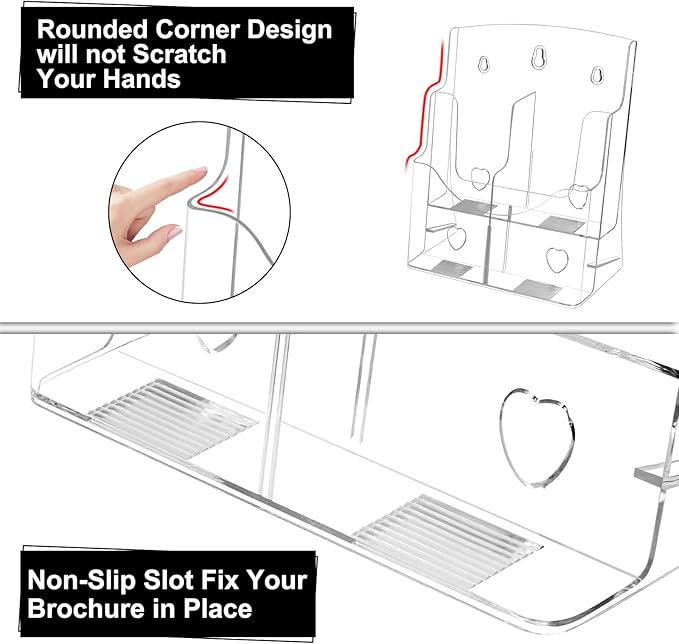 2 Pack Acrylic Brochure Holder 8.5 x 11 in, 2 Tier Brochure Display Stand with Removable Divider for 4 x 9 in Trifold Pamphlets, acrylic flyer holder 8.5 x 11 Stands for Flyer, Pamphlet, Magazine-DeskLoop Office