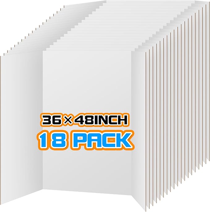 WinTS 18 PCS 36 x 48 Trifold Poster Board White Foldable Trifold Poster Boards Bulk for Science Fair,School Projects,Presentations,Exhibitions-DeskLoop Office