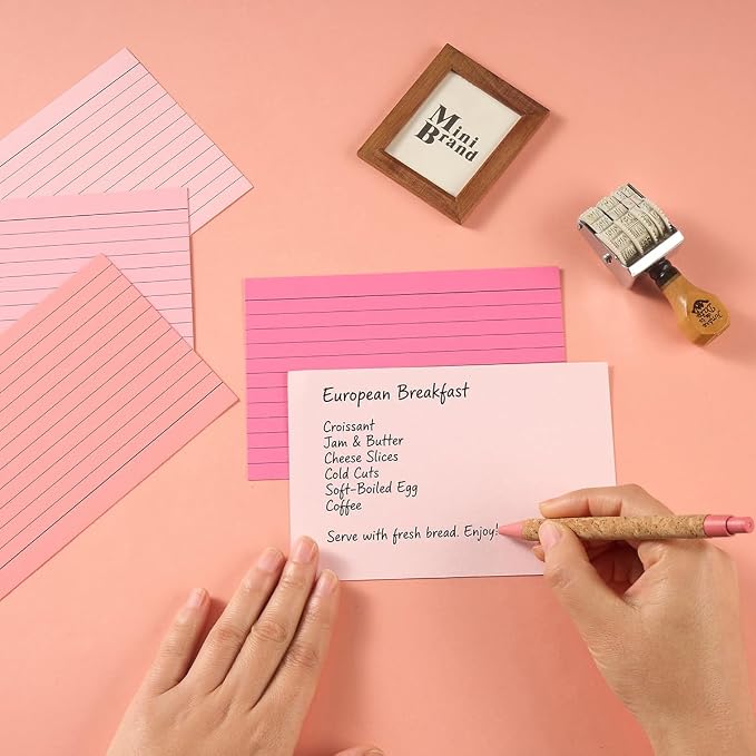 100 Sheets 4x6 Colored Ruled Note Cards Index Cards, 5 Pink | 250 GSM Heavy - Image 5