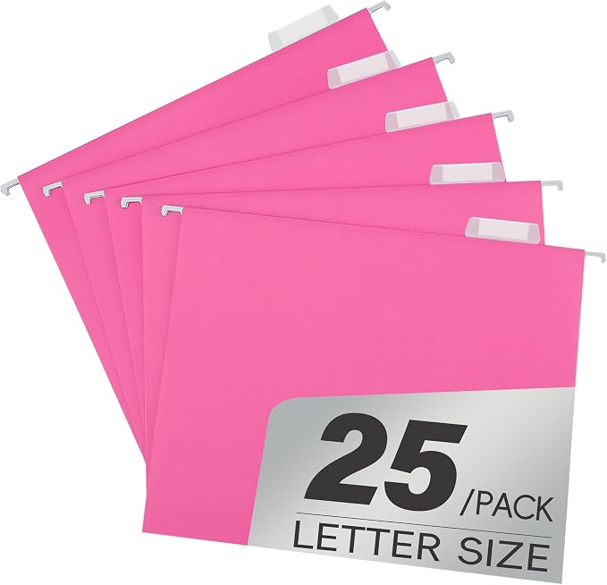 25 Pack Pink Hanging File Folders by pmybupo