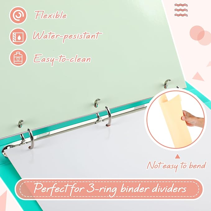 Honoson 12 Sets 8 Tab Dividers for 3 Ring Binders Plastic File 8.5 x 11 Inch - Image 3
