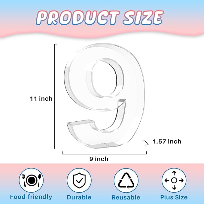 11" Acrylic Number Charcuterie Board Box, Reusable Fillable Number Cake Candy - Image 2