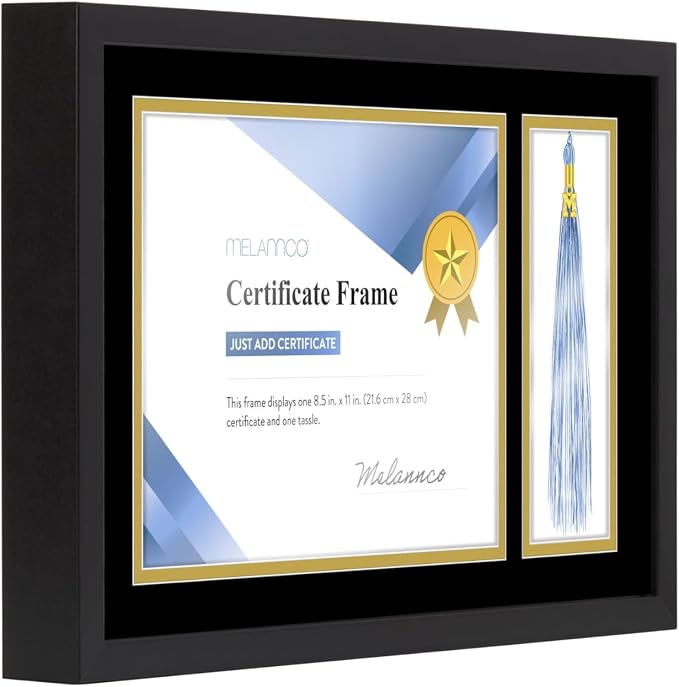 MELANNCO Diploma Frame with Tassel Holder, Horizontal or Vertical Wall Mount - Image 8