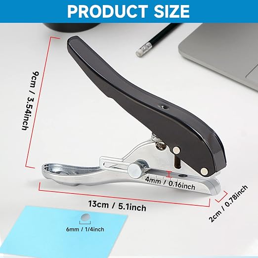 Hole Punch 1/4 inch, Heavy Duty Single Hole Punch Adjustable Hole Spacing - Image 3