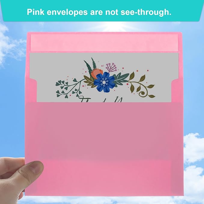70 Packs of Invitation Envelopes, A2 Envelopes Pink, Postcard Envelopes, Envelopes for 4.5x5.5 Cards, Envelopes for Invitations, Envelopes Self Seal for Photos RSVP, Greeting Cards