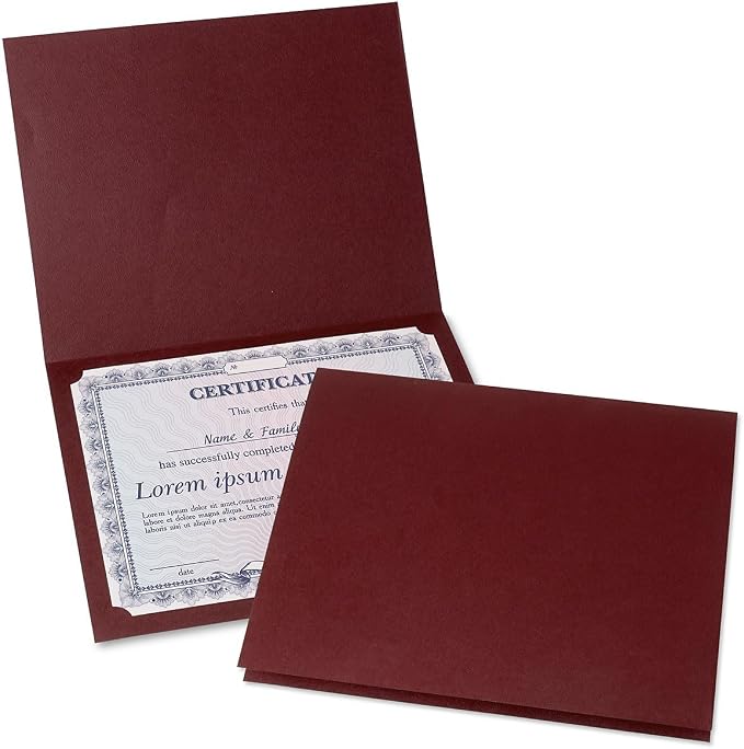 Fine Stationery Plain Burgundy Certificate Folders by Fine+Stationery