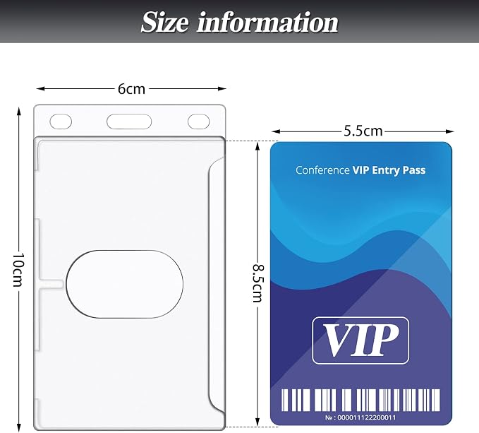 Marspark 20 Pack Keychain Card Holder Plastic Heavy Duty Badge Holder Vertical - Image 2
