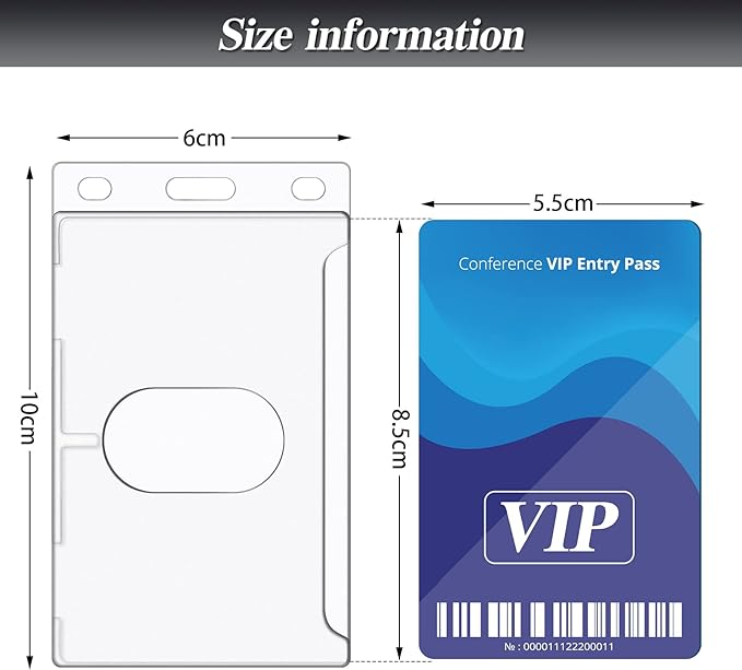 Marspark Keychain Card Holder Plastic Heavy Duty Badge Holder Vertical Clear ID - Image 2