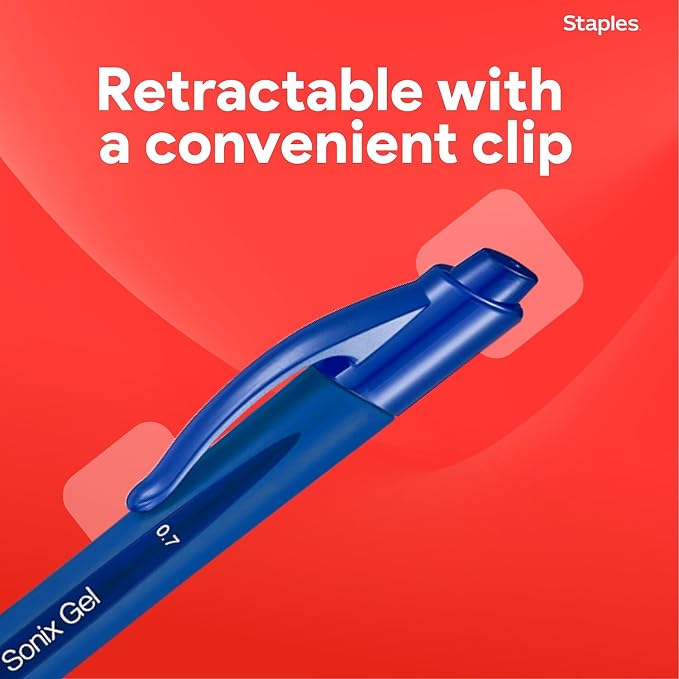 STAPLES Retractable Gel Pens, Medium Point 0.7mm, 12 Pack – Sonix - Image 5