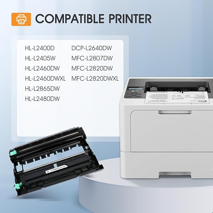 DR-830 DR830 Drum Unit Black 2 Pack Compatible Replacement for Brother DR830 DR 830 DR-830 for HL-L2400D L2405W L2460DW L2460DWXL L2865DW L2480DW DCP-L2640DW MFC-L2807DW L2820DW L2820DWXL Printer Ink-DeskLoop Office