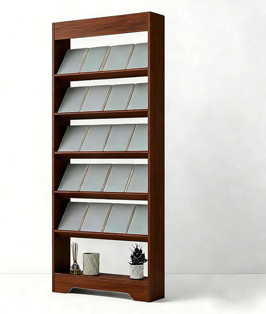 LHIUGE 6-Layer Brochure Display Rack, Freestanding Wooden Magazine Rack by LHIUGE