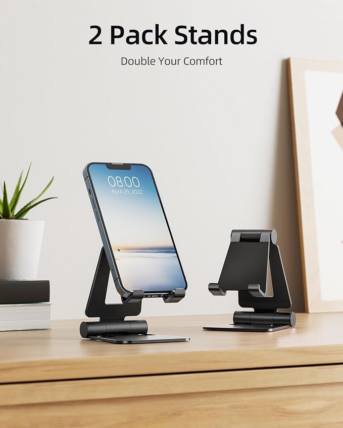 Nulaxy 2 Pack Dual Folding Cell Phone Stand, Fully Adjustable Foldable Desktop - Image 2