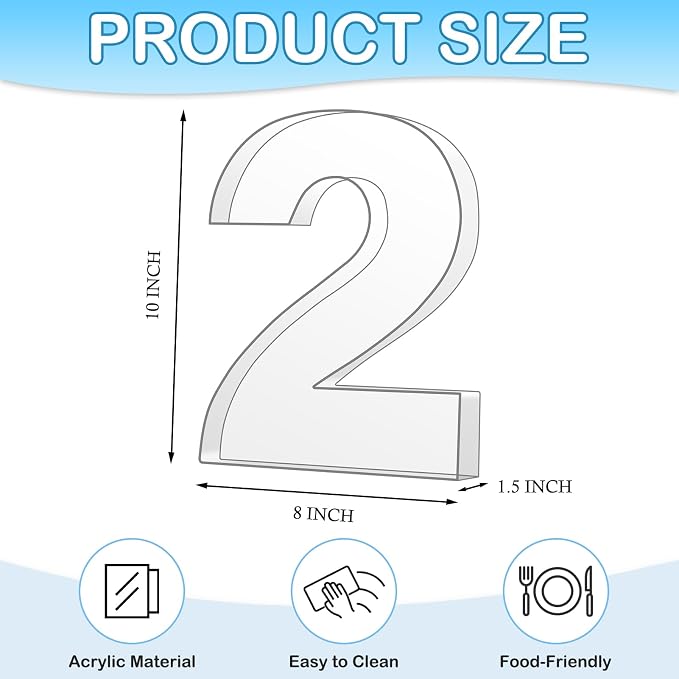 10" 2 Clear Acrylic Number Charcuterie Board Box, Reusable Fillable Decorative - Image 2