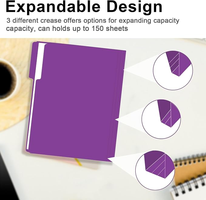 File Folder, RAZCC 150 Pack 1/3 Cut Tab File Folders Letter Size, Folders - Image 5