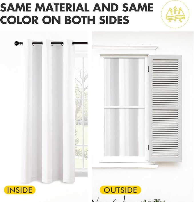 MIULEE Pure White Curtains for Bedroom Living Room 96 Inches Long 2 Panels, Thermal Insulated Room Darkening Drapes Grommet Top Noise Reducing Window Treatments 40x96 Inch-DeskLoop Office