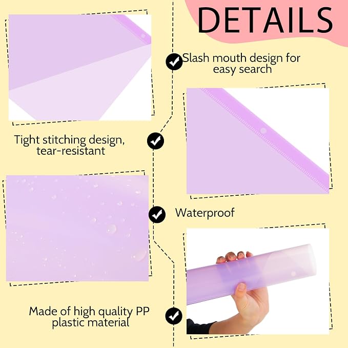 Maitys 50 Pack Binder Pockets 3 Hole Punch Clear Plastic Document Folders - Image 3