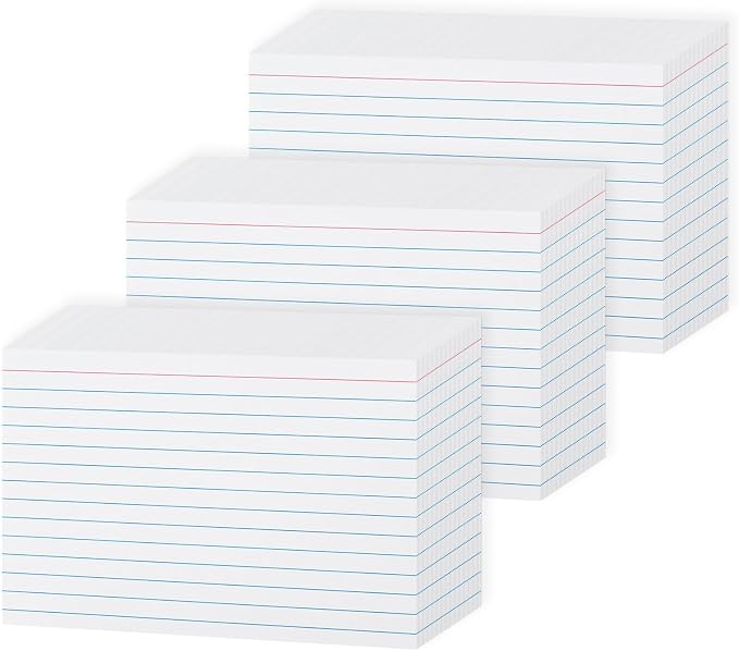 4x6 Heavy Weight Lined Note Cards 300 Pack- Goefun 240GSM/90LB White Index by Goefun