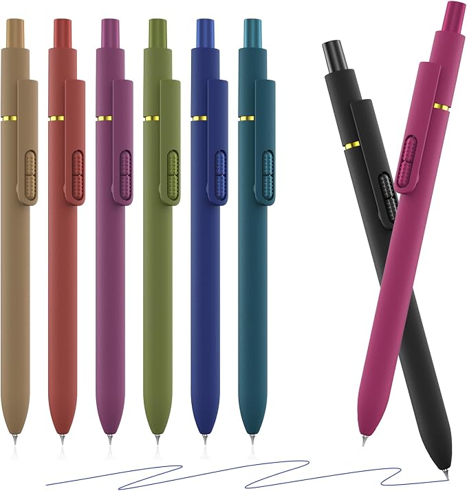Blue Gel Pens, 8 Pack, 0.7mm Retractable, Smooth No Smudge | 0.7mm Smooth by JIMMIDDA