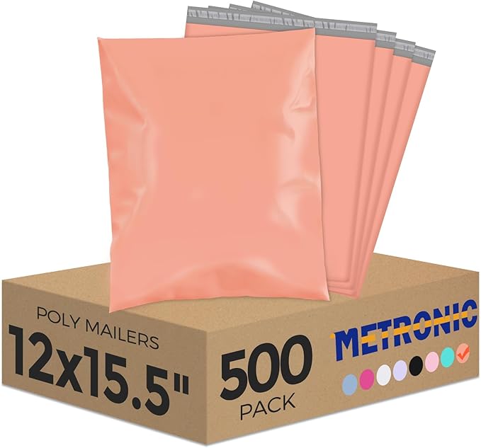 Metronic Poly Mailers 12X15.5 500Pack, Strong Adhesive Shipping Envelopes by METRONIC