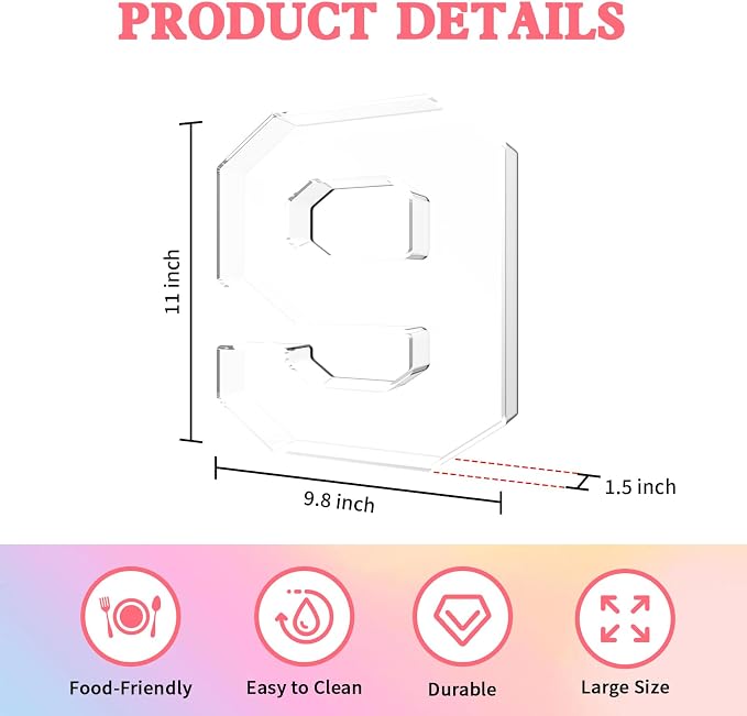 11" Acrylic Number Charcuterie Tray, Fillable Number Charcuterie Box - Image 2