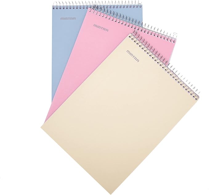 Mintra Office TOP BOUND Durable Spiral Notebooks (Spring Pink, Arctic Ice, Sun Yellow, College Ruled 3pk)-DeskLoop Office