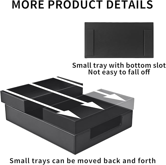 4 Pack Leather Office Supplies/Desk Organizer for Letter Paper Tray,Sticky Note Holder,Pen Cup,Stackable Small Letter Mail Sorter Tray,Workspace Decor for Women Men (Black, 4-piece set)-DeskLoop Office