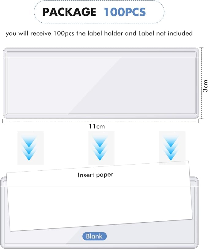 Epakh 100 Pack Back to School Self Adhesive Label Holders Shelf Tag Pockets 1.2 - Image 2