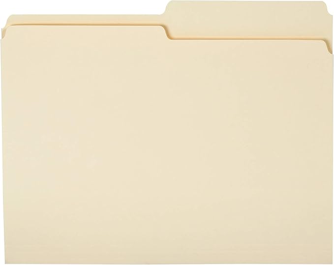 Amazon Basics Manila File Folders, Letter Size, 1/2 Tab in Left and Right by AmazonBasics