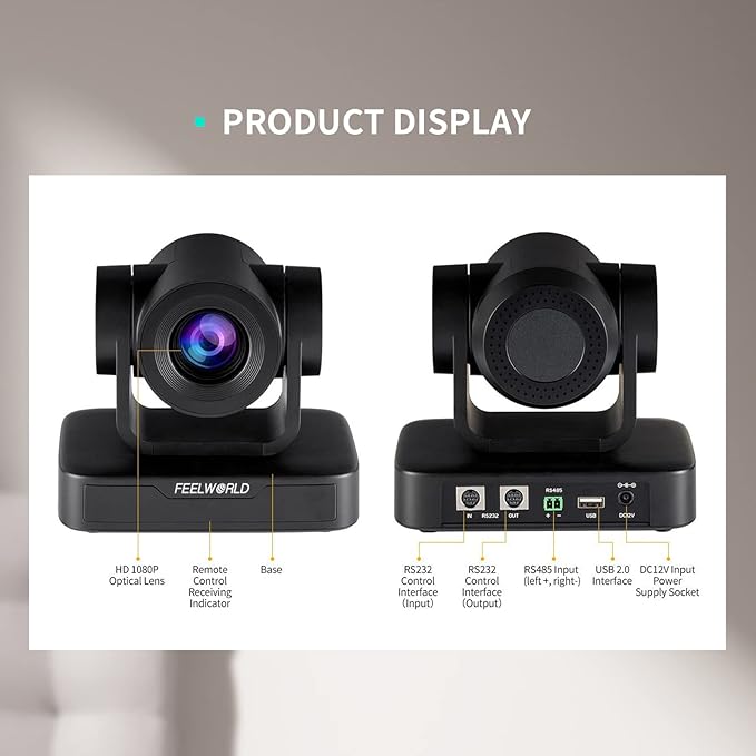 FEELWORLD USB10X USB PTZ Video Conference Camera with 10X Optical Zoom 1080P for Live Streaming Church Business Education Medical Conference Room Camera System-DeskLoop Office