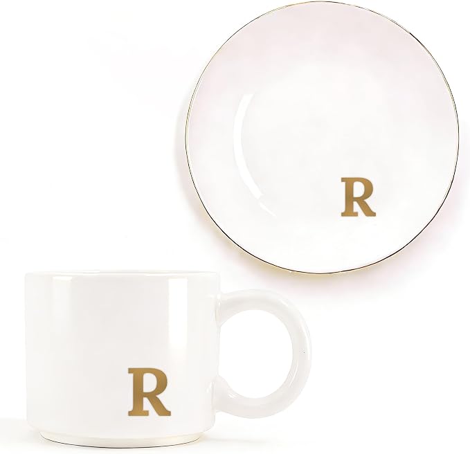 RainVibe Elegant Gift Set for Women – Personalized Monogram Ceramic Mug & by Unknown
