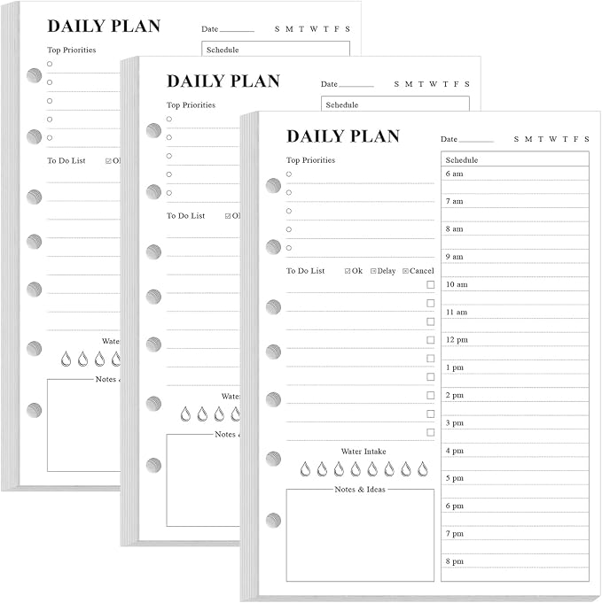 7-Hole Undated Daily Planner Refill by Yaridar