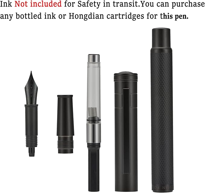 Asvine Black Forest Fountain Pen Fine Nib, Ink Cartridge Not Included, Classic Design with Converter and Metal Pen Case Set