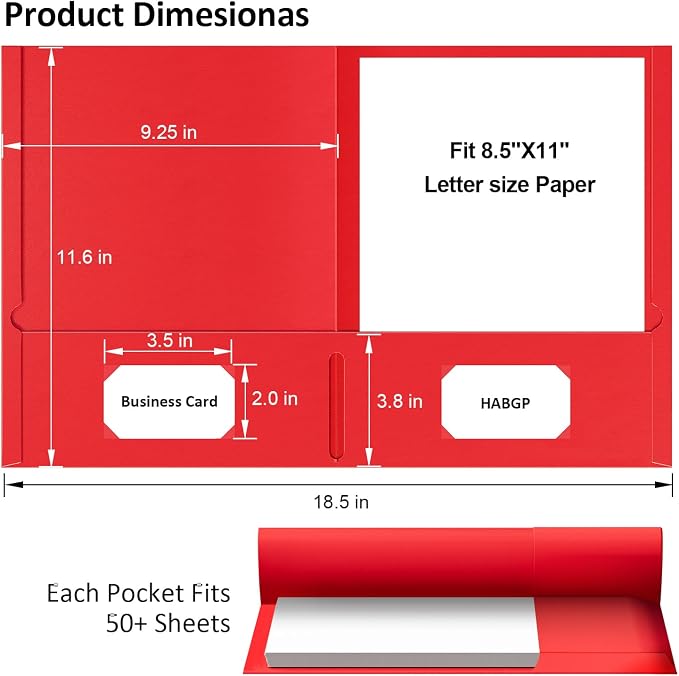 HABGP Two Pocket Folders, 100 Pack 2 Pocket Folders Fit Letter Size Paper - Image 2