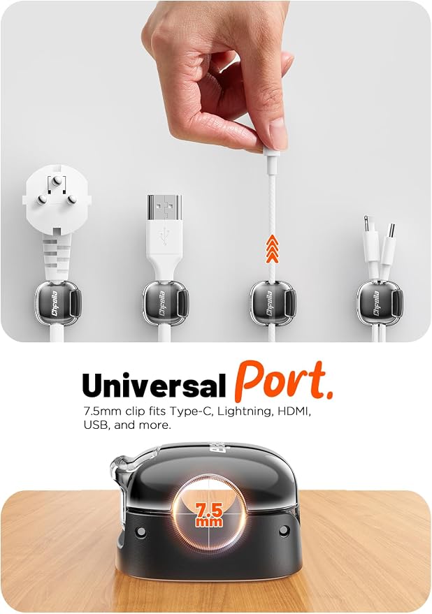 Cable Clips, 12 Pack Cord Holder Cord Organizer Spring Cord Clips Phone Charger - Image 4