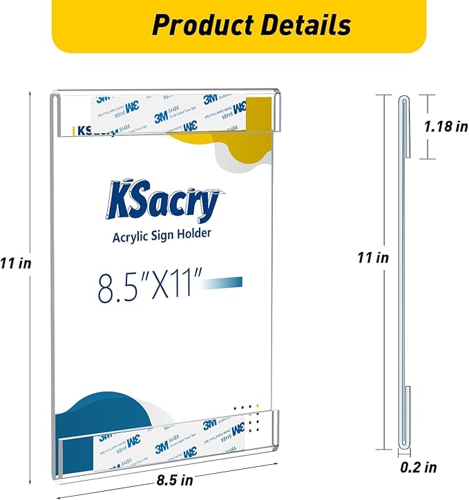 KSacry 30 Pcs Acrylic Sign Holder 8.5 x 11, Vertical Wall Mount Sign Holders - Image 2