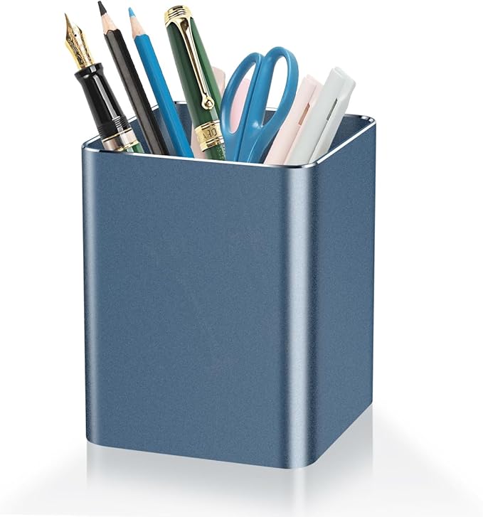 Pen holder, square pen cup, Metal pen pencil holder, desktop pencil cup by hongQue