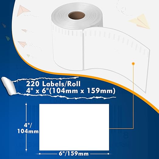 L LIKED 3300 PCS 4"x 6" Direct Thermal Labels White Perforated Shipping Label, Compatible with DYMO 4XL 1744907,Zebra, Rollo, Jadens, Nelko, 220 Labels per Roll, 15 Rolls-DeskLoop Office