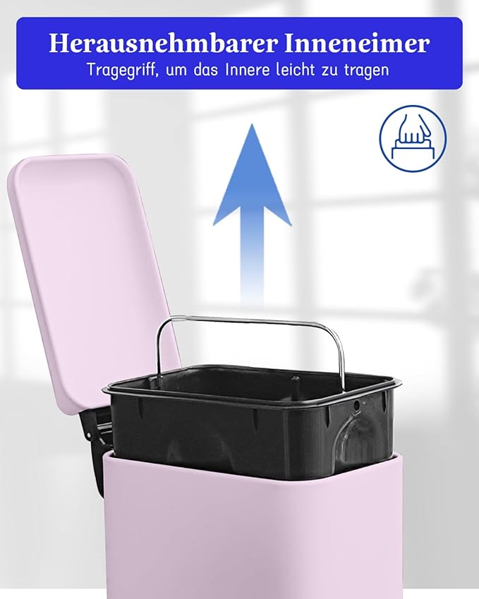 JM.YIPENG Bathroom Rubbish Bin, 5 Litre Cosmetic Bin, Small Waste Bin with Soft Close Lid, Bathroom Bin for Toilet, Bathroom, Bedroom, Living Room, Pink-DeskLoop Office