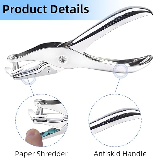 2 Pcs Hole Punch, Metal Single Hole Paper Punch Punchers, 1/4 Inch and 1/8 Inch - Image 4