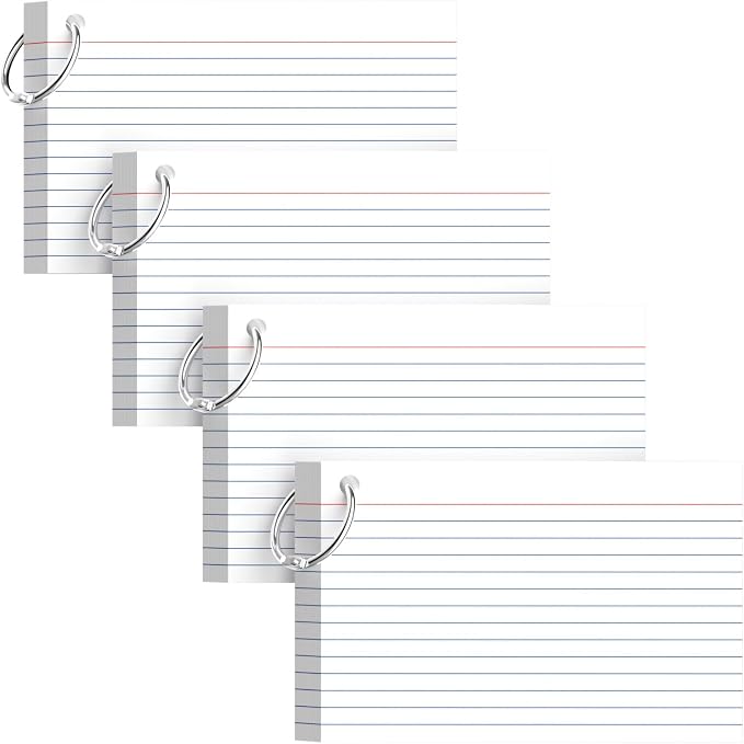160-Pack White Index Cards 4x6 Inch w/Key Ring – 180gsm Heavyweight Flashcards by Unknown