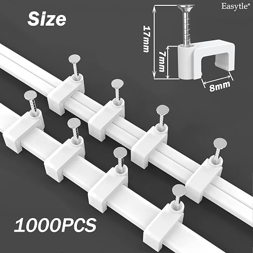 1000 Pcs 8mm Cable Clips Nail in Cable Clips Flat Ethernet Cable Wall Clips - Image 2
