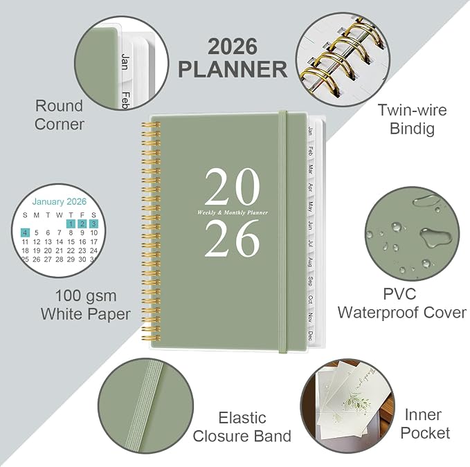 2026 Planner - A5 Weekly & Monthly Planners Spiral Bound, January 2026 - - Image 2