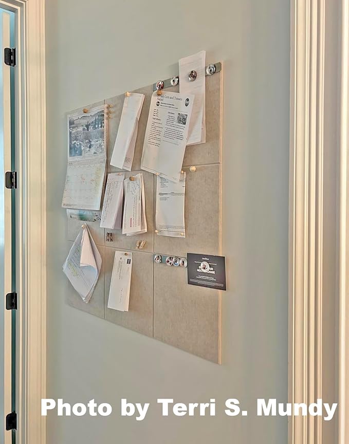 Large Cork Board Alternative - 12-Pack Felt Wall Tiles with Safe Removable Adhesive Tabs, Cork Wall Tiles Bulletin Board Home Office Essentials - Ivory-DeskLoop Office