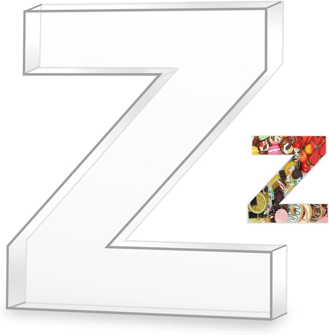 10" Z Clear Acrylic Letter Charcuterie Board Box, Reusable Fillable Decorative by Esmorah