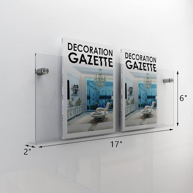 4-Pack 17" Acrylic Magazine Holder Vinyl Records Holder, Wall Display Floating - Image 2