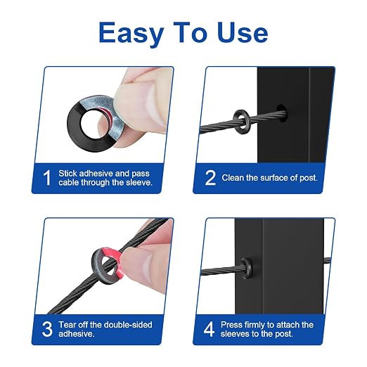 BLIKA 20Pack Black Cable Railing Adhesive Sleeves - Image 5